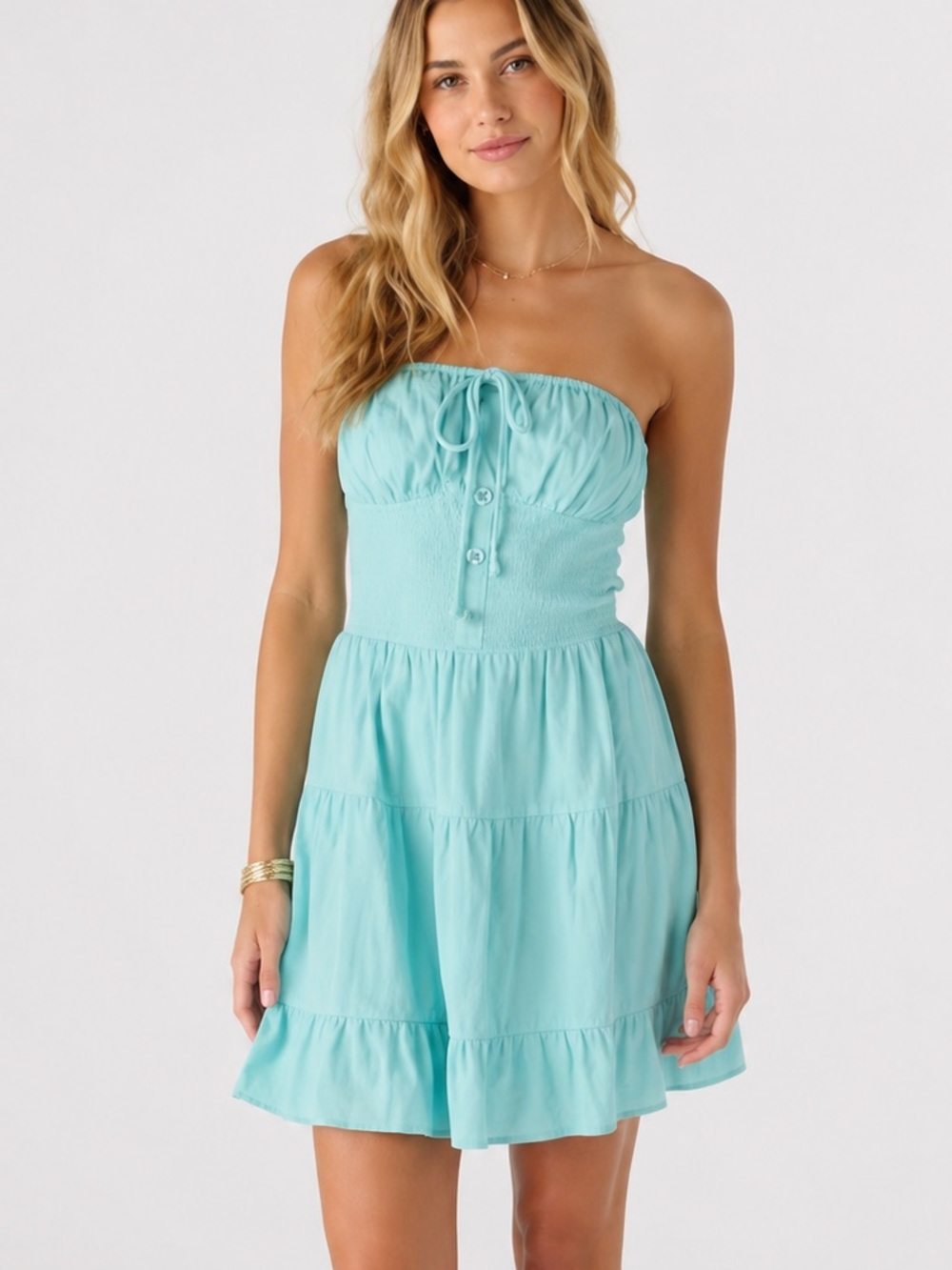 O'Neill Naya strapless cotton eyelet mini dress